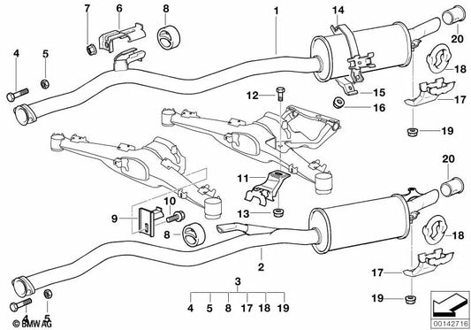 Silencieux arrière pour la série BMW 5 E34 (OEM 18101705759). BMW d'origine