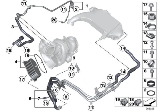 Kältemittelrohr für BMW F10, F11, E70N, F15, E71, F16, F01N, F02N (OEM 11538578988). Original BMW