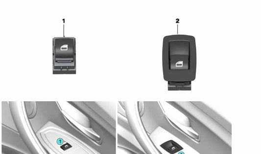 Interruptor elevalunas trasero color oyster OEM 61319241649 para BMW F30, F31, F34, F36. Original BMW.