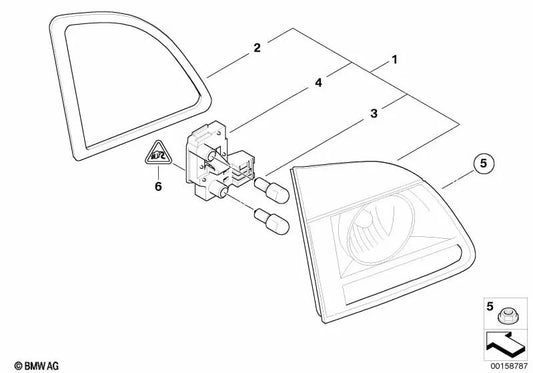 Right tailgate taillight for BMW E61 (OEM 63217165830). Original BMW.