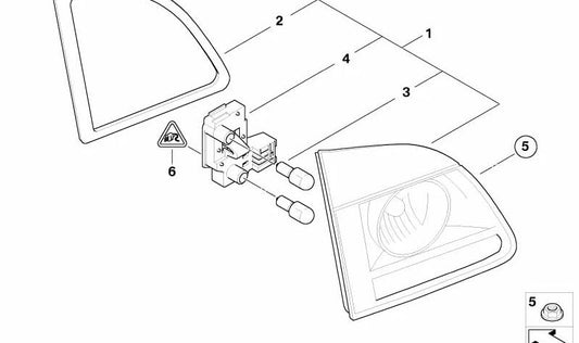 Tailgate Rear Light Seal for BMW E61 (OEM 63126941465). Original BMW