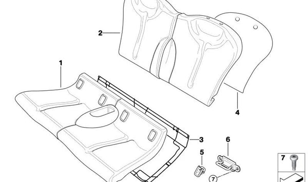 Funda asiento trasero en tela color negro OEM 52207056577 para MINI R53 Cooper S, JCW GP… y más. Original MINI.