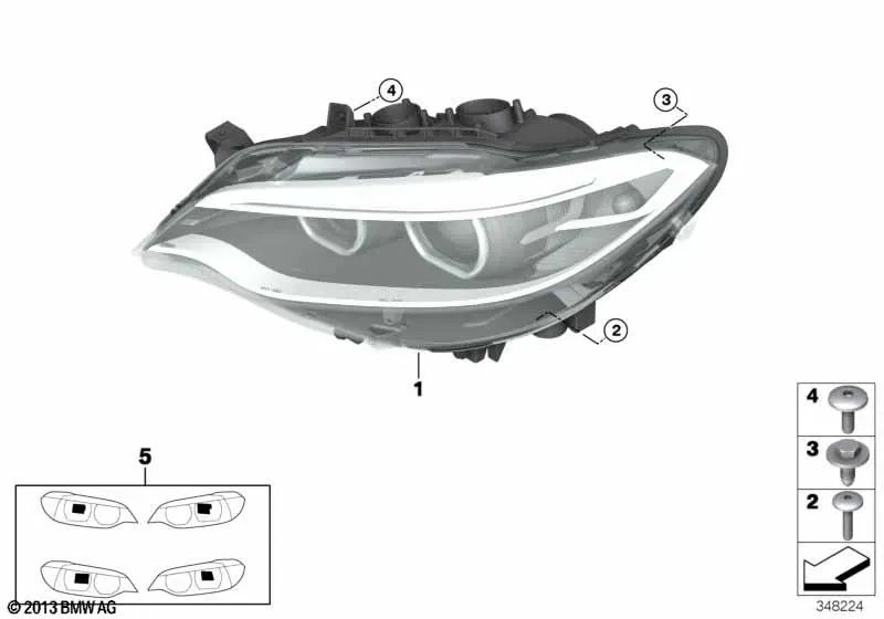 Faro de luz Bi-Xenón izquierdo para BMW Serie 2 F22, F23, F87 (OEM 63117388929). Original BMW.