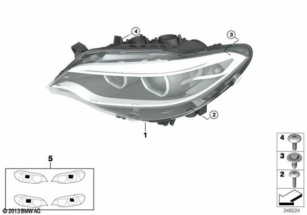 Faro de luz Bi-Xenón izquierdo para BMW Serie 2 F22, F23, F87 (OEM 63117388929). Original BMW.