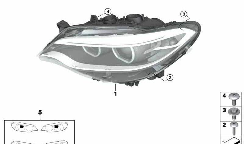 AHL Bi-Xenon Headlight Left for BMW F22, F23, F87 (OEM 63137388937). Original BMW.