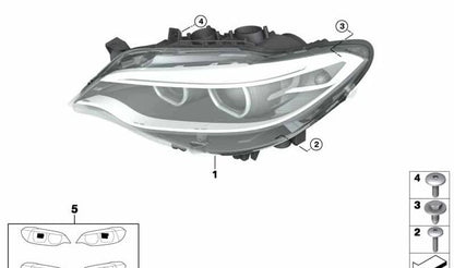 AHL Bi-Xenon Headlight Left for BMW F22, F23, F87 (OEM 63137388937). Original BMW.