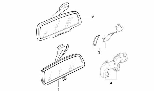 Retroview interno elettrocromico OEM 51168152624 per BMW E31. BMW originale.
