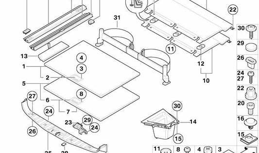Reversible boot floor for BMW X3 E83, E83N (OEM 51473419061). Original BMW