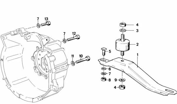 Soporte de transmisión OEM 24711245178 para BMW E21. Original BMW.