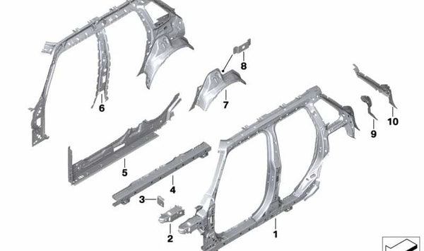 Pasaruedas exterior trasero izquierdo OEM 41007408803 para MINI F55, F55 LCI, F65. Original MINI.
