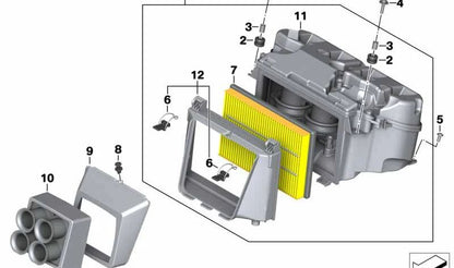 Clip de sujeción del filtro de aire OEM 13717525713 para BMW E60, E61, E63, E64, E85, E86 y Motorrad SK42, K46, K47, K49. Original BMW.