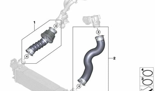 Tubo de admissão de ar OEM 11618572860 para BMW G30, G31, G11, G12. BMW originais.