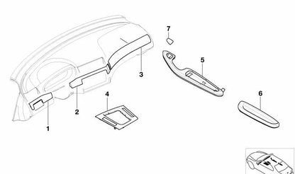 Bandeja de Almacenamiento Inferior Titanio para BMW Serie 3 E46 (OEM 51167904341). Original BMW.