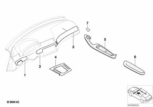 Niedrigerer Speicherfach für BMW E46 (OEM 51167052071). Original BMW.