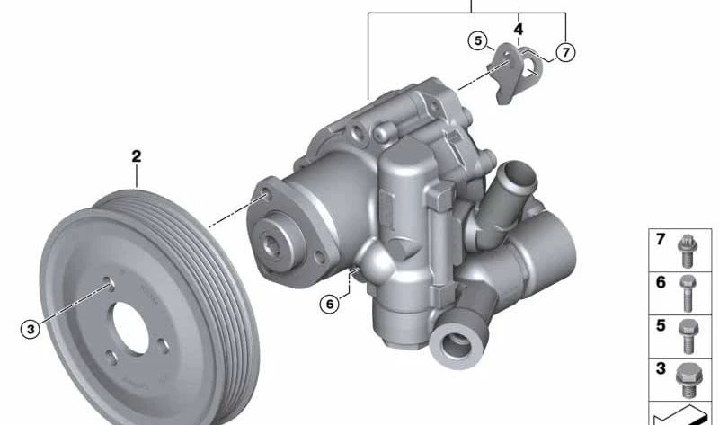 Bomba de dirección asistida OEM 32416780850 para BMW Serie 5 E60, E61. Original BMW.