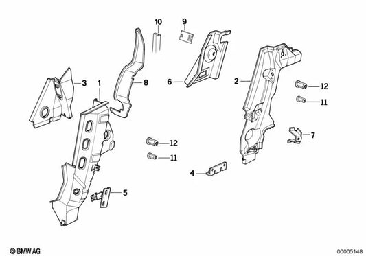 Columna central derecha OEM 41212291676 para BMW Z1 E30. Original BMW.