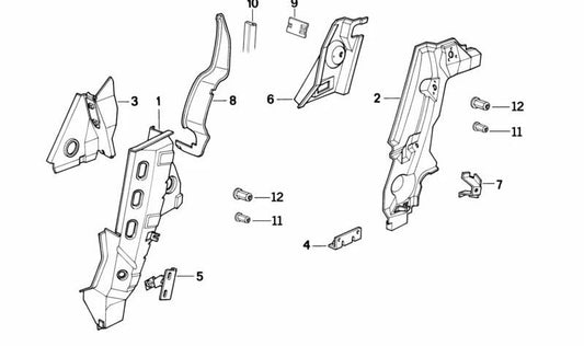 Pilar dianteiro direito OEM 41212291674 para BMW Z1. Peça original BMW.