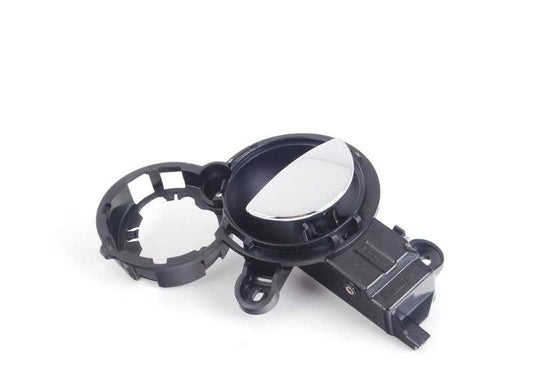 Maneta abrepuerta interior izquierda cromada OEM 51417115341 para MINI R50, R53, Cabrio R52. Original MINI.