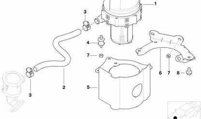 Soporte de bomba de aire secundaria OEM 11721715273 para BMW E46 320Ci (modelos con motor M54, manual y automático, años 2000–2006). Original BMW.