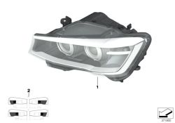 Bi-xenon Fara OEM 63117276992 para BMW X3 F25. BMW original.