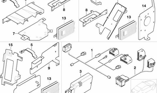 Soporte para módulo de transmisión y recepción (OEM 84138376241) para BMW E46. Original BMW.