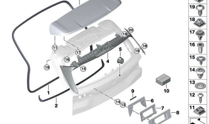 Alerón trasero imprimado OEM 51628083919 para BMW X5 F95, F95N. Original BMW.