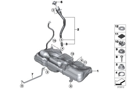 Depósito de combustible de plástico 44L OEM 16117440792 para MINI F56, F56 LCI, F55, F55 LCI, Cabrio F57. Original MINI.