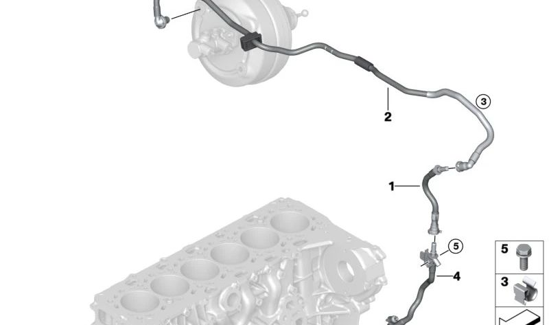 Tubo de vacío OEM 11668664527 para BMW G42, G20, G21, G28, G22, G23, G26. Pieza original BMW.
