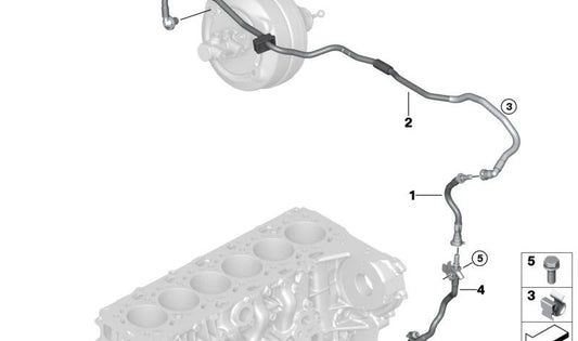 Tubo de vacío OEM 11668664527 para BMW G42, G20, G21, G28, G22, G23, G26. Pieza original BMW.