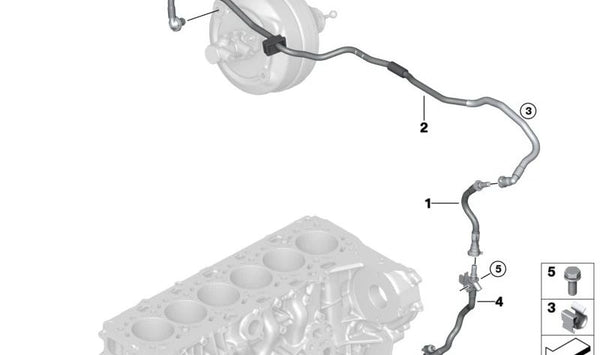 Tubo de vacío OEM 11668664527 para BMW G42, G20, G21, G28, G22, G23, G26. Pieza original BMW.