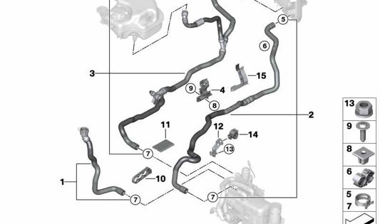 OEM Return Kältemittel Schlauch 64219868364 für BMW G30, G31, G11, G12. Original BMW.