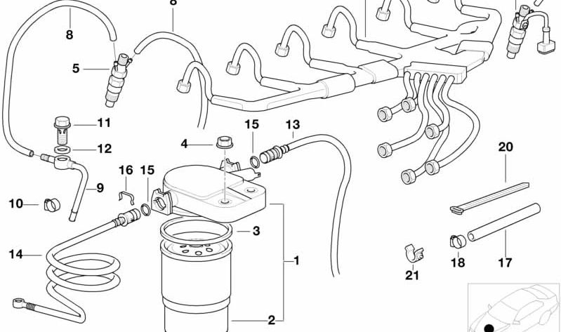 Tubería de inyección revestida para BMW Serie 7 E38 (OEM 13532247794). Original BMW