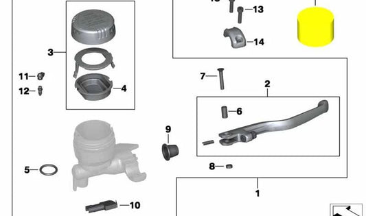 Conjunto del freno de mano delantero OEM 32727727028 para motos BMW K1200S, R1200ST, R1200S... y más. Original BMW Motorrad.