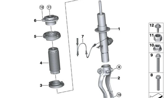 Tampa de suspensão (amortecedor auxiliar) OEM 31305A144A7 para BMW G60 {530E, 550E XDRIVE, I5 EDRIVE40, I5 XDRIVE40, I5 M60 XDRIVE}. BMW original.