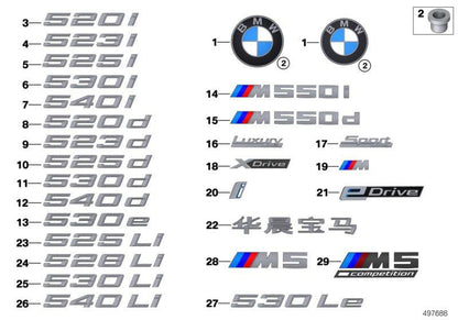Insignia Emblema Logo Bmw Ø 74Mm Para G20 F90 G30 G31 G32 Gt (Gran Turismo) F39. Original Recambios