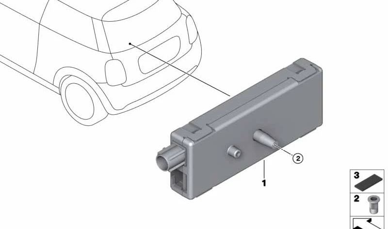 Antenna amplifier DAB-III OEM 6520930991 for Mini Cabrio F57, Cooper WG31, WG32, WG41 ... and more. Original Mini.