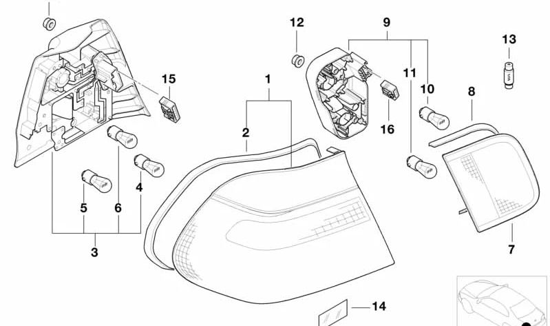 Conector de carcasa OEM 12527519956 para BMW E46. Original BMW.
