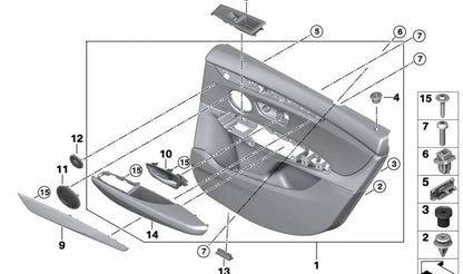 Revestimiento de puerta trasera derecha OEM 51427426520 para BMW Serie 2 F46 Gran Tourer (07/2014 - 03/2018), F46 Gran Tourer LCI (05/2017 - 12/2022). Original BMW.