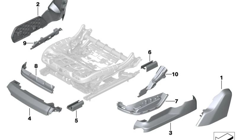 Embellecedor lateral izquierdo del asiento OEM 52109871351 para BMW I20. Pieza original BMW.