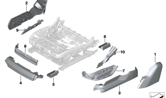 Embellecedor lateral izquierdo del asiento OEM 52109871351 para BMW I20. Pieza original BMW.