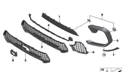 Clip rejilla lateral inferior izquierda OEM 51118090947 para BMW X6 F96 X6 M Competition (CY01, CY02, CY03) 2019-2023. Original BMW.
