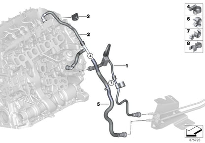 Tubería de alimentación de combustible OEM 13538575467 para BMW F10, F11. Original BMW.