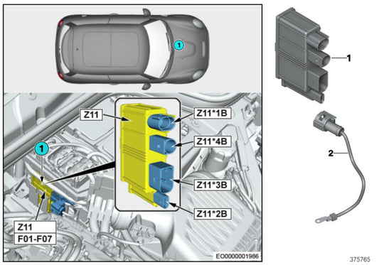 Módulo de alimentación integrado OEM 12637936364 para BMW F55, F56, F57 y MINI F55, F56, F57. Original BMW y MINI.