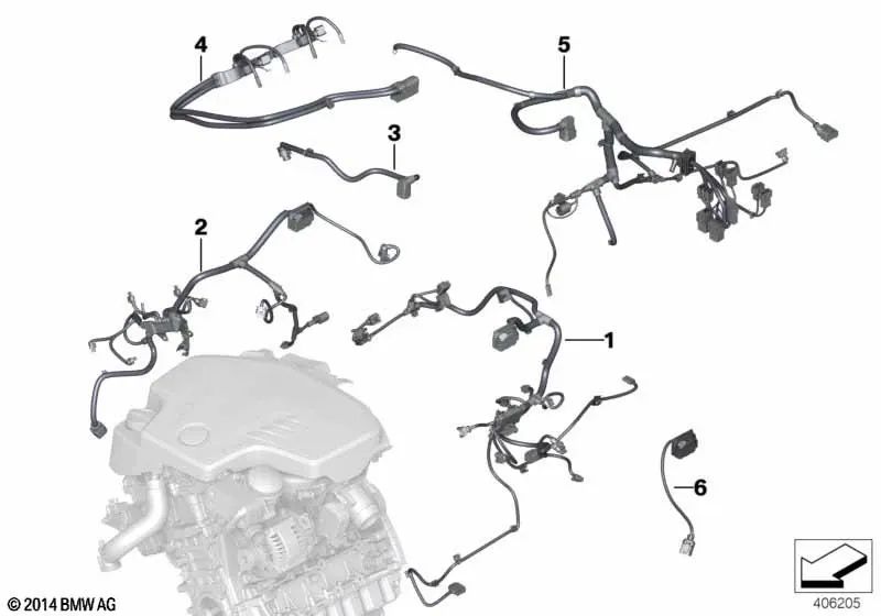 Chicote elétrico do motor para BMW F22, F23, F30, F31, F34, F35, F32, F33, F36 (OEM 12537634059). BMW original