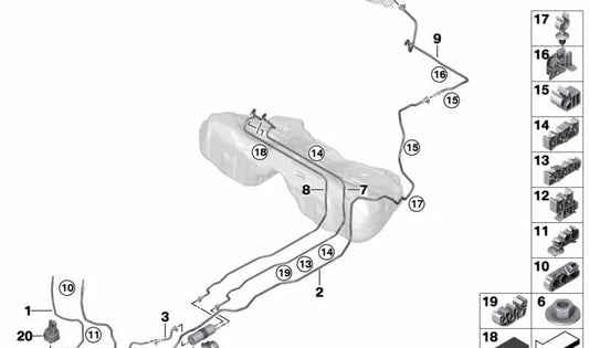 Condotto dell'aria di risciacquo posteriore per BMW F90, G30 (OEM 16117373597). BMW originale
