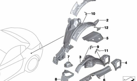 Soporte derecho para brazo de suspensión OEM 41127225074 para BMW Z4 E89 {sDrive18i, sDrive20i, sDrive23i}. Pieza original BMW.