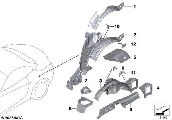 Fondo del maletero izquierdo OEM 41007225097 para BMW Z4 E89. Original BMW.
