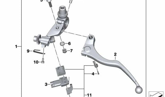 Brazo de mando con placa intermedia OEM 32728561398 para BMW S 1000 XR (K49). Original BMW Motorrad.