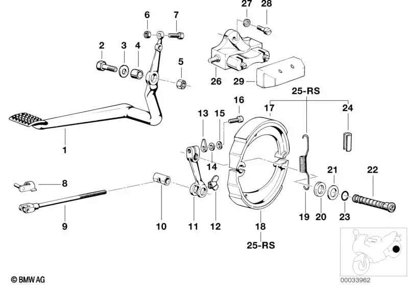 Zapatas de freno sin amianto traseras e inferiores para BMW R248 (OEM 34212311081). Original BMW.