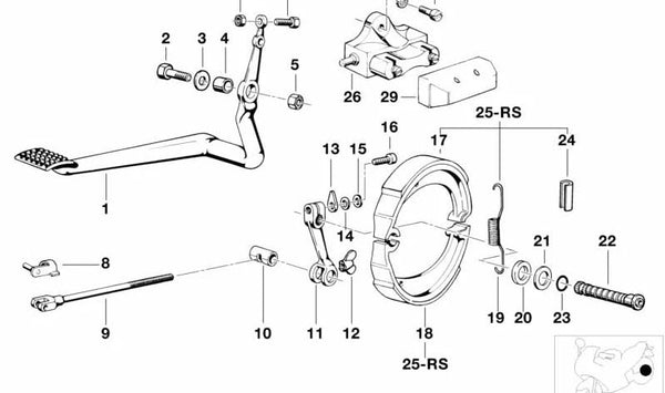 Maneta de freno OEM 35211238284 para BMW R45, R65, R80, R100. Original BMW.